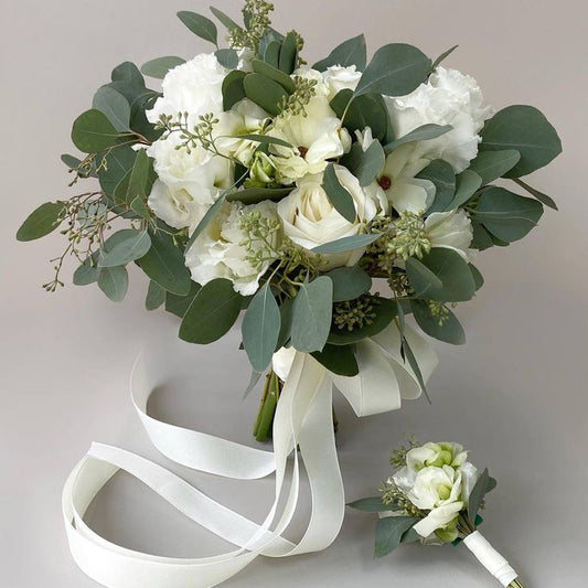 Ramo de novia "Roses and Eucalyptus"